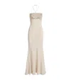 Roland Mouret Silk Embellished Halterneck Maxi Dress In White