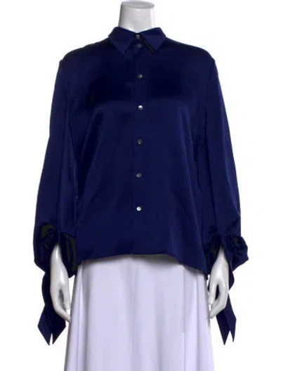 Pre-owned Roland Mouret Silk Long Sleeve Blouse In Blue