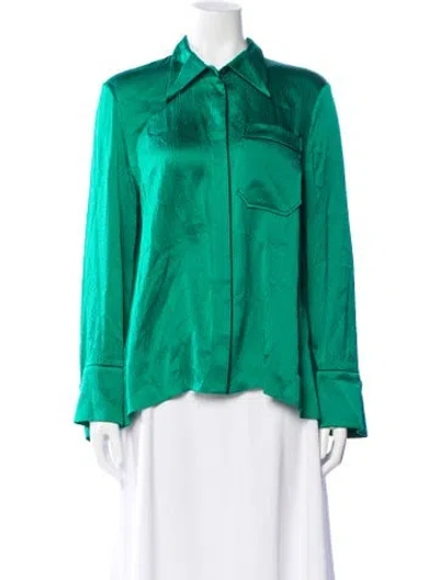 Pre-owned Roland Mouret Silk Long Sleeve Blouse In Green