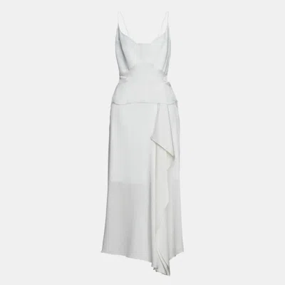 Pre-owned Roland Mouret Silk Midi Dress 12 In White