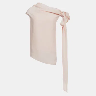 Pre-owned Roland Mouret Silk One Shoulder Top Uk 10 In Pink
