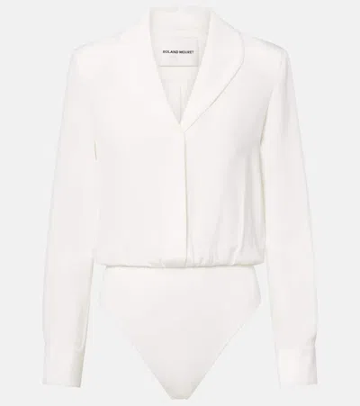 Roland Mouret Silk Satin Bodysuit In White