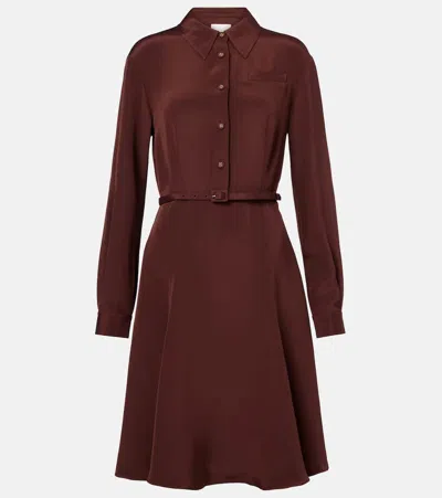 Roland Mouret Silk Shirt Dress In Brown