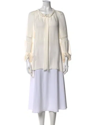 Pre-owned Roland Mouret Silk Tie Neck Blouse W/ Tags In Neutral
