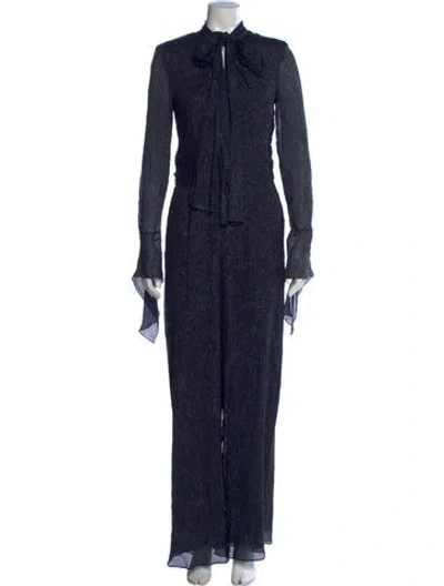 Pre-owned Roland Mouret Silk Tie Neck Jumpsuit In Blue