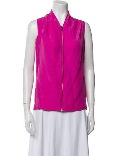 Pre-owned Roland Mouret Silk V-neck Blouse In Pink