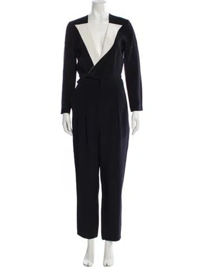 Pre-owned Roland Mouret Silk V-neck Jumpsuit In Black