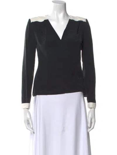 Pre-owned Roland Mouret Silk V-neck Top In Black