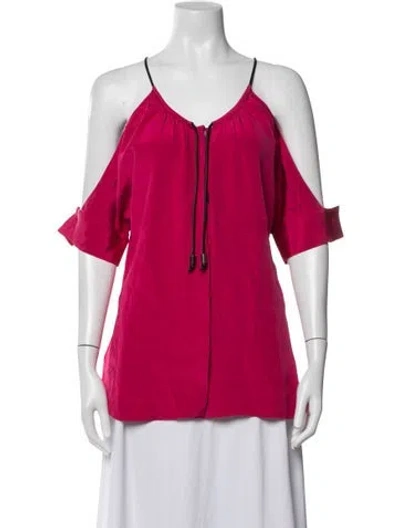 Pre-owned Roland Mouret Silk V-neck Top In Pink