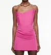 Roland Mouret Silk Wool Asymmetric Mini Dress In Pink In Pink