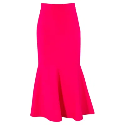 Pre-owned Roland Mouret Size 6 Hot Pink Jersey Knit Fluted Midi Skirt