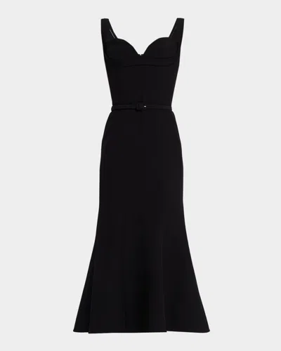 Roland Mouret Sleeveless Belted Fit-and-flare Midi Dress In Black