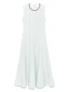Roland Mouret Womens Mint Rhinestone-embellished Sleeveless Wool And Silk Midi Dress In Blue