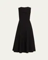 Roland Mouret Sleeveless Origami Draped Crepe Midi Dress In Black
