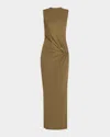 Roland Mouret Sleeveless Viscose Knit Maxi Dress With Buckle