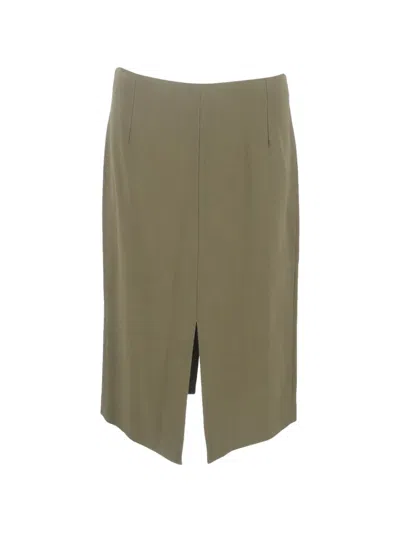 Pre-owned Roland Mouret Slit Midi Skirt In Green