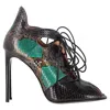 Roland Mouret Snake Print Lace Up Sandals In Green Leather In Green