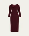 Roland Mouret Sphere Pin Draped Wool Crepe Midi Dress In Burgundy