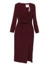 Roland Mouret Cutout Wool And Silk-blend Midi Dress In Burgundy