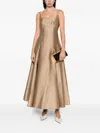 Roland Mouret Square-neck Pleated Maxi Dress In Gold