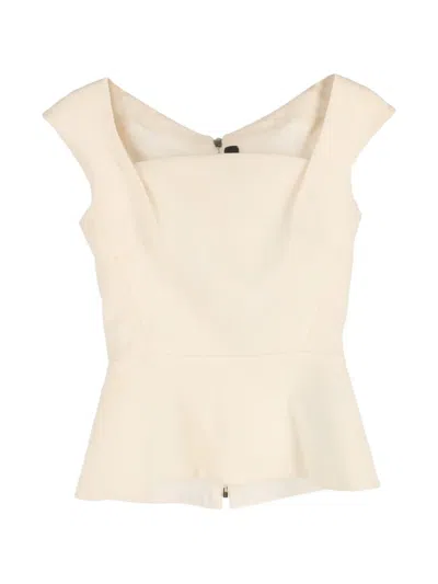Pre-owned Roland Mouret Square-neck Top In Neutral