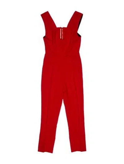 Pre-owned Roland Mouret Square Neckline Jumpsuit In Red