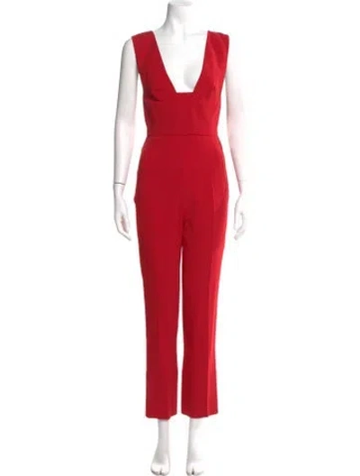 Pre-owned Roland Mouret Square Neckline Jumpsuit In Red