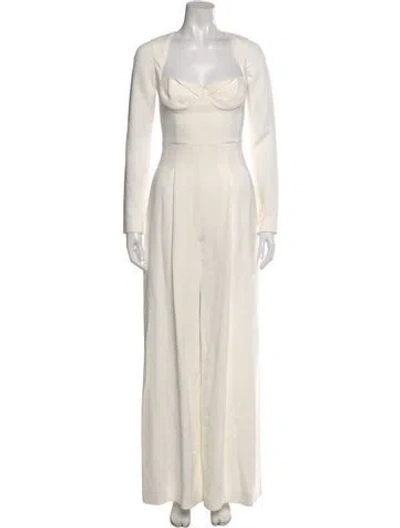 Pre-owned Roland Mouret Square Neckline Jumpsuit In White