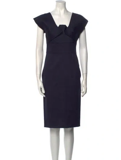 Pre-owned Roland Mouret Square Neckline Knee-length Dress In Blue