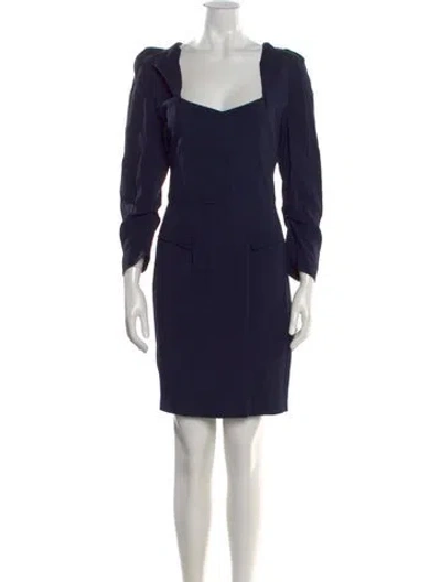 Pre-owned Roland Mouret Square Neckline Knee-length Dress In Blue