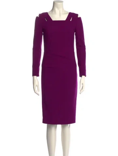 Pre-owned Roland Mouret Square Neckline Knee-length Dress In Purple