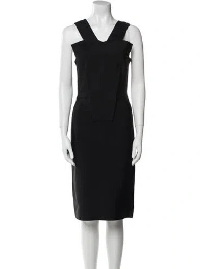 Pre-owned Roland Mouret Square Neckline Midi Length Dress In Black