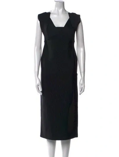 Pre-owned Roland Mouret Square Neckline Midi Length Dress In Black