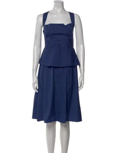 Pre-owned Roland Mouret Square Neckline Midi Length Dress In Blue
