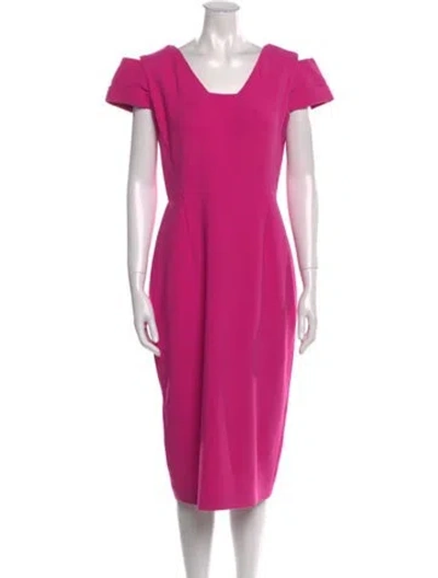 Pre-owned Roland Mouret Square Neckline Midi Length Dress In Purple