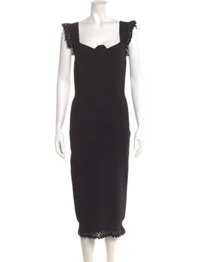 Pre-owned Roland Mouret Square Neckline Midi Length Dress W/ Tags In Black