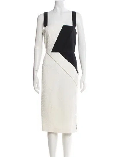 Pre-owned Roland Mouret Square Neckline Midi Length Dress In White