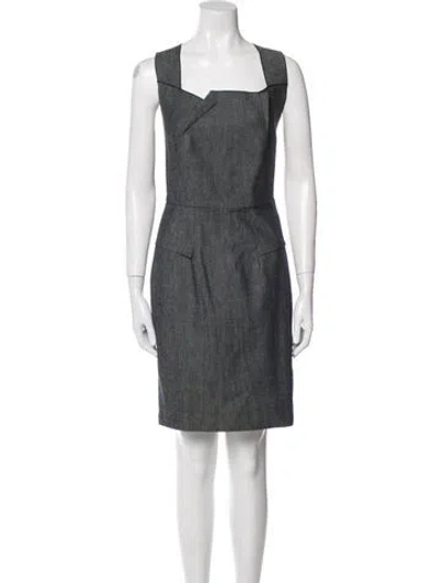 Pre-owned Roland Mouret Square Neckline Mini Dress In Blue