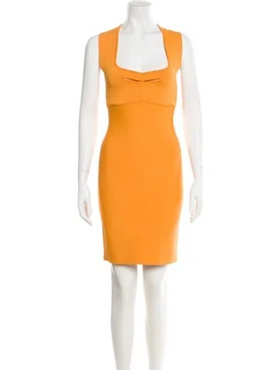 Pre-owned Roland Mouret Square Neckline Mini Dress In Orange