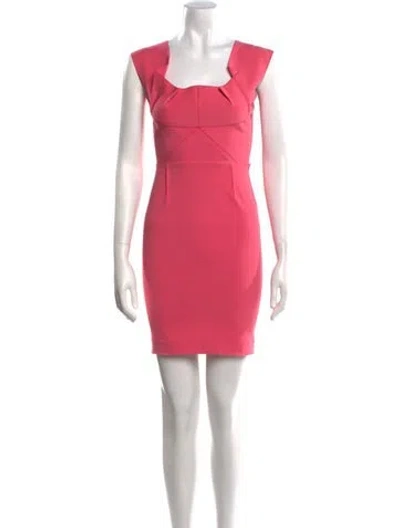 Pre-owned Roland Mouret Square Neckline Mini Dress In Pink