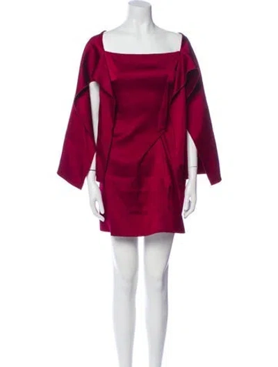 Pre-owned Roland Mouret Square Neckline Mini Dress In Red