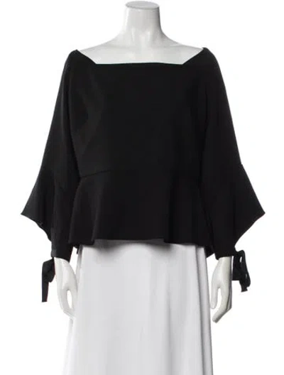 Pre-owned Roland Mouret Square Neckline Short Sleeve Top In Black