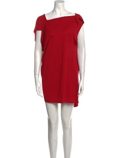 Pre-owned Roland Mouret Square Neckline Short Sleeve Tunic In Red