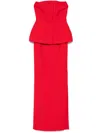 Roland Mouret Womens Red Peplum Corset-bodice Stretch-woven Blend Maxi Dress In Red