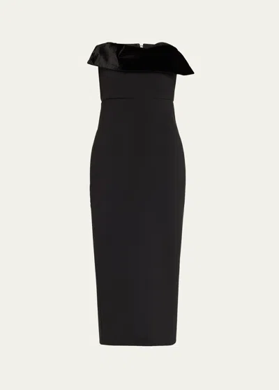 Roland Mouret Strapless Crepe Midi Dress In Black