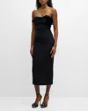 Roland Mouret Womens Black Velvet-fold Corseted Crepe Midi Dress In Black