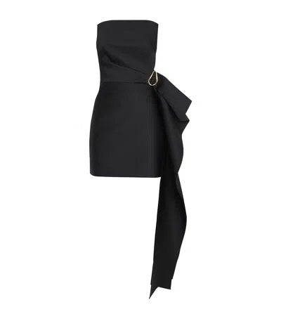 Roland Mouret Strapless Draped Mini Dress In Black