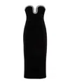 Roland Mouret Embellished Strapless Velvet Midi Dress In Black
