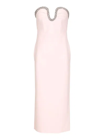 Roland Mouret Strapless Embellished Midi Dress Light Pink