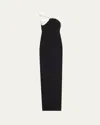 Roland Mouret Strapless Flower Drape Column Crepe Gown In Black
